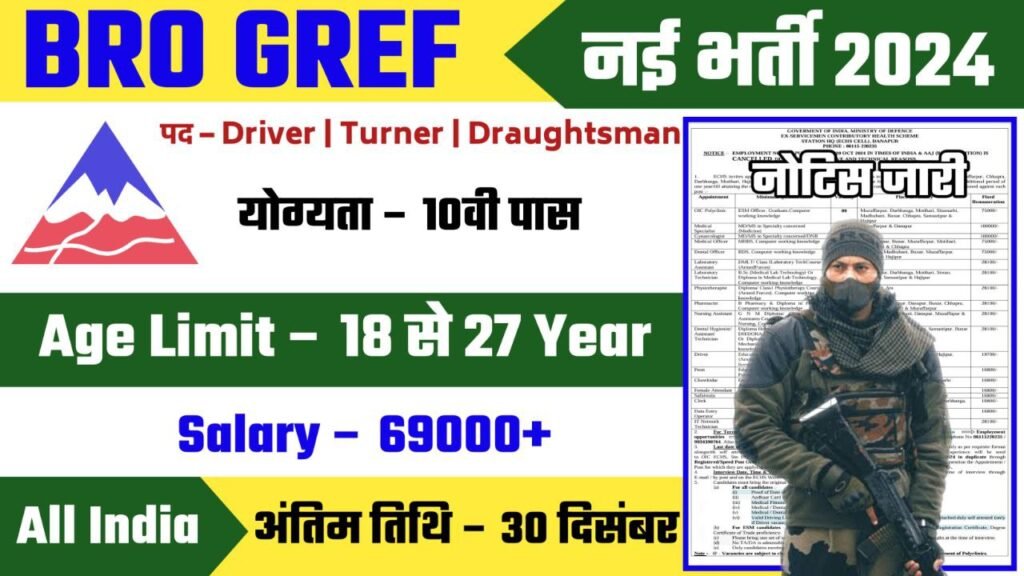 BRO GREF Recruitment 2024 , Notification Out - Offline form