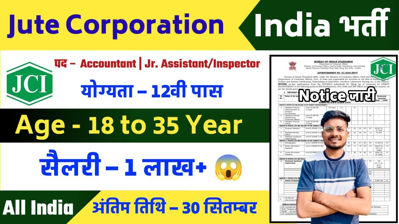 Jute Corporation India Recruitment 2024 Notification Out Apply Online for 90 Posts