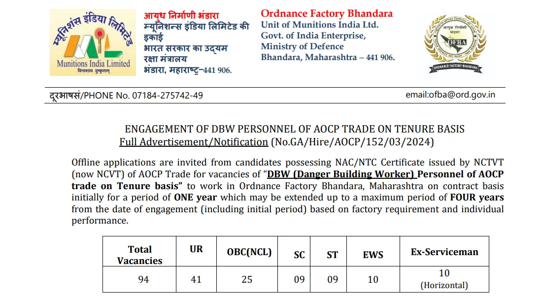 Ordnance Factory Bhandara