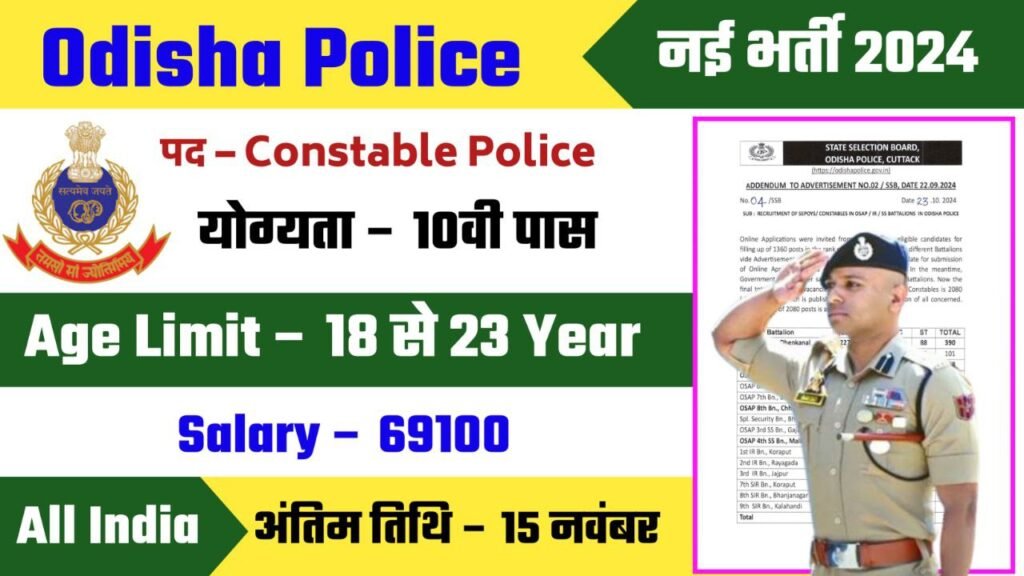 Odisha Police Constable  Notification Out, Apply Online For 2080 Posts