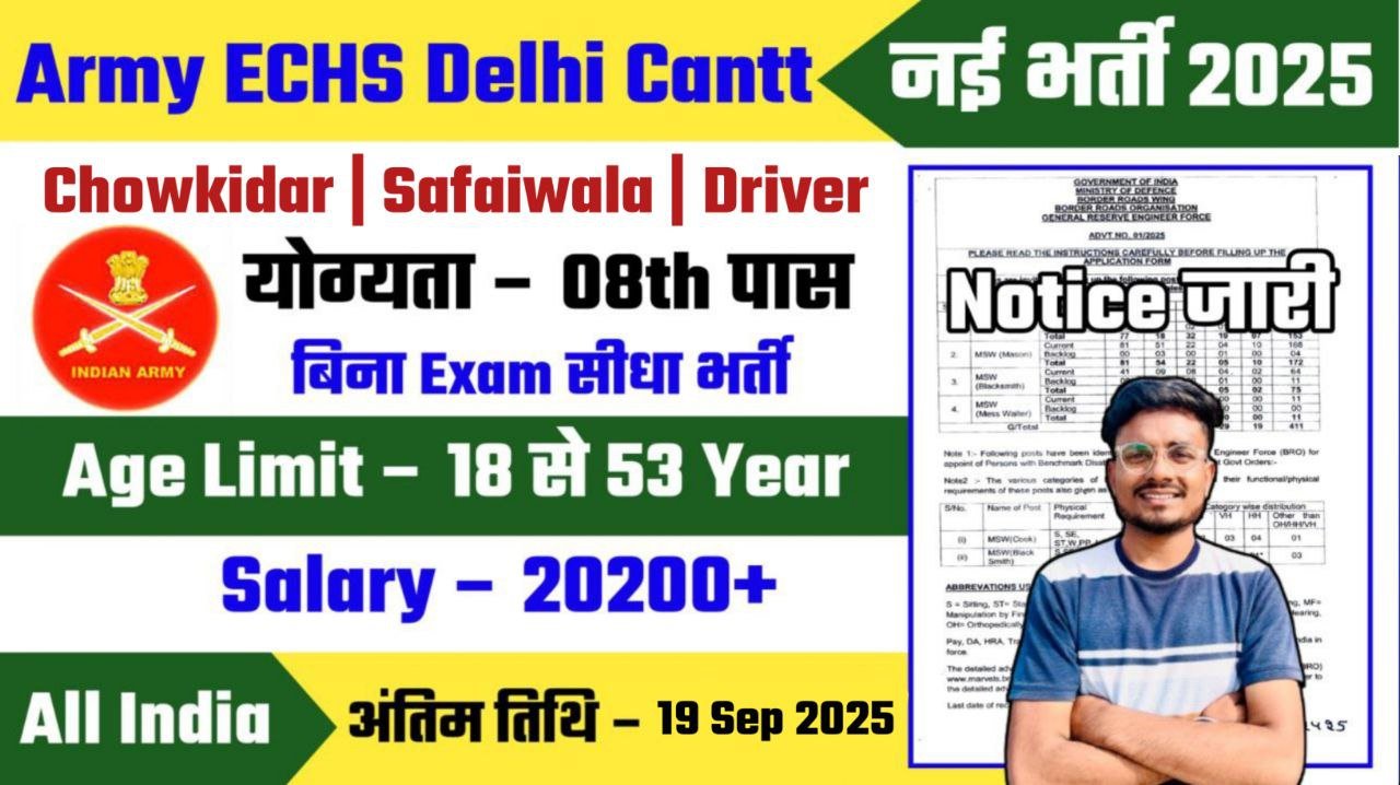 Army ECHS Delhi Cantt Notification Out, Offline Application Form
