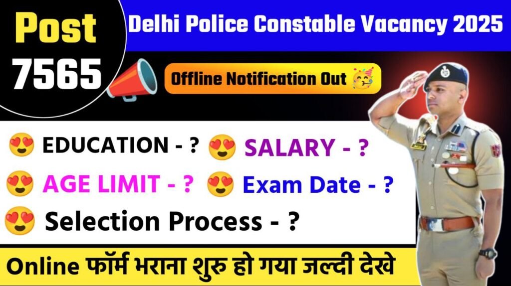 Delhi Police Constable Online Form 2025 Notification Out, Apply Online Now